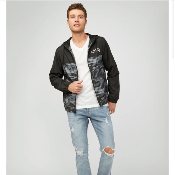 New GUESS Oda Camo Color-Block Jacket SZ M - Picture 2 of 4